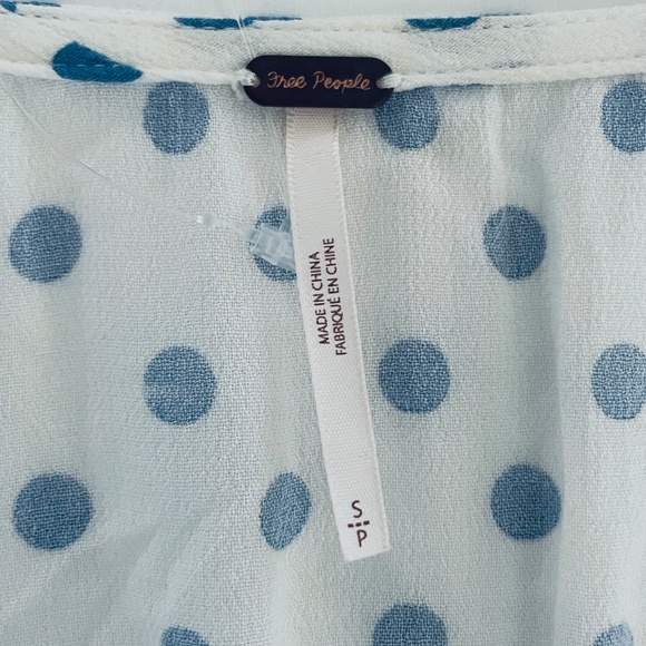 Free People Polka Dot Milkmaid Crop Top Small Cottagecore Boho Peasant Fairy - Picture 9 of 12